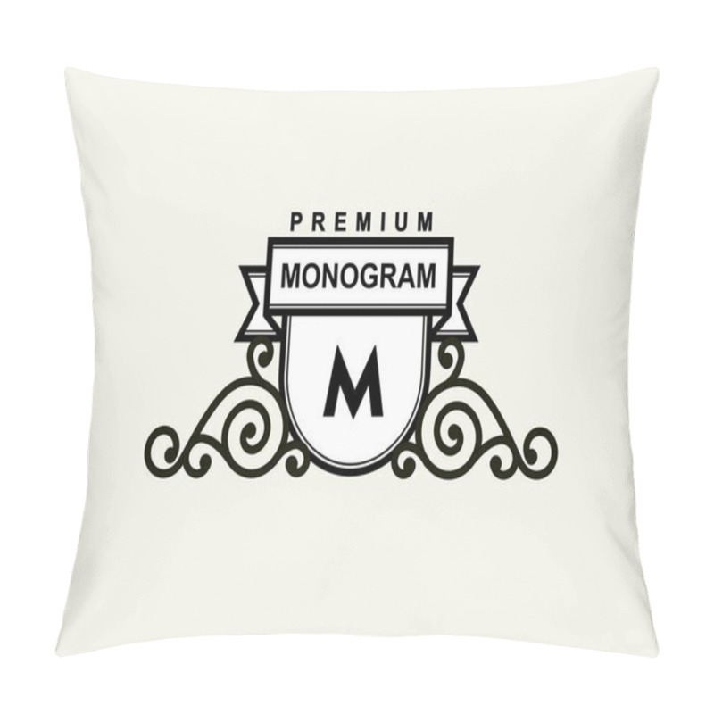 Personality  Premium Monogram Template For Your Emblems, Logos, Chevrons, Labels. Floral Ornament. Fancy Wreath. Leaf Vector Frame. Pillow Covers