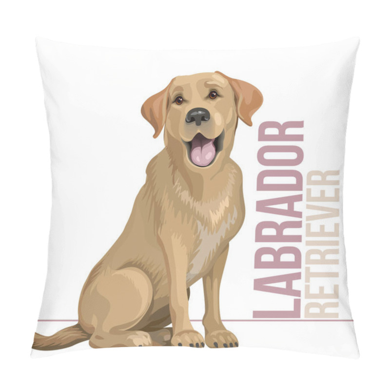 Personality  Happy Black Labrador Retriever Sitting On White Background Pillow Covers