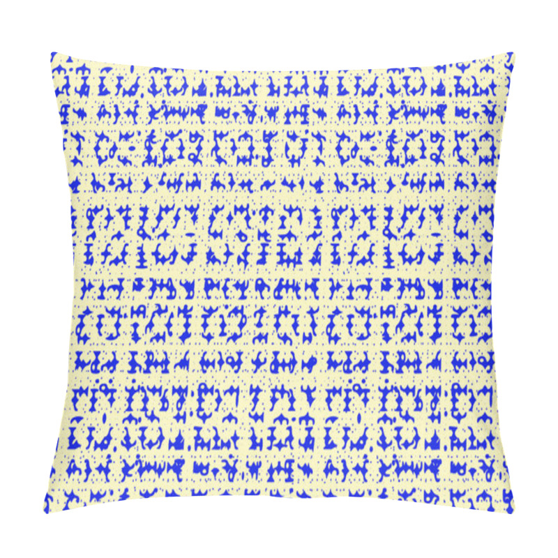 Personality  A Detailed Abstract Pattern Features Blue Shapes On A Creamy Background, Creating Depth. Pillow Covers