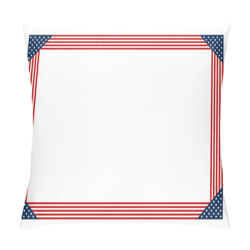 Personality  American Flag Style Rectangular Border With Alternating Red And White Stripes With Blue Star-studded Corners. Blank Central Area, Providing Space For Text Or Other Content. Isolated Illustration. Pillow Covers