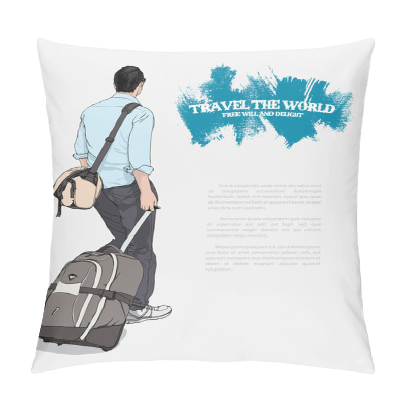 Personality  Young Man With Suitcase Pillow Covers