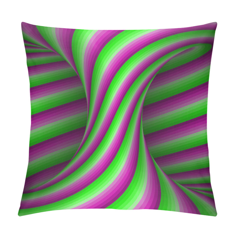 Personality  Moving Spiral Patterned Hyperboloid Of Pink Green Stripes. Vector Optical Illusion Illustration. Pillow Covers