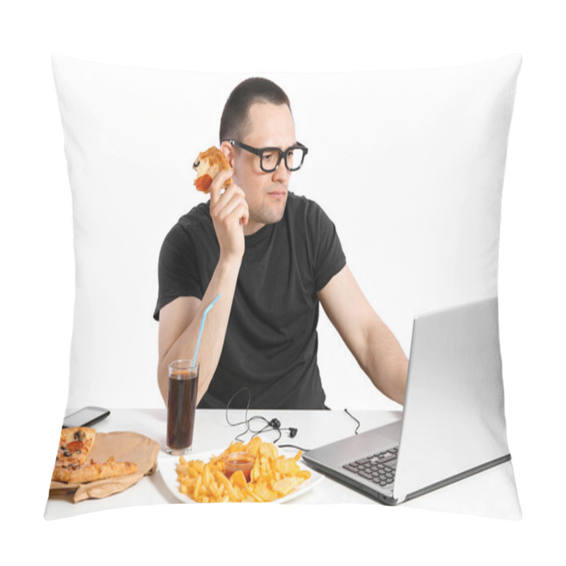 Personality  Man Working At The Computer  Pillow Covers