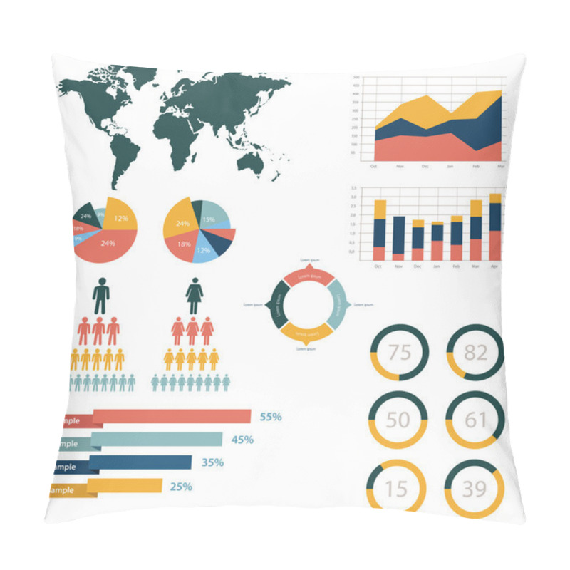 Personality  Retro Infographics Set Pillow Covers