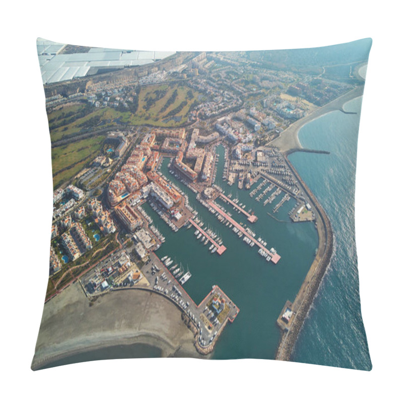 Personality  Aerial Drone Panorama Almerimar Townscape, Province Of Almeria,  Pillow Covers