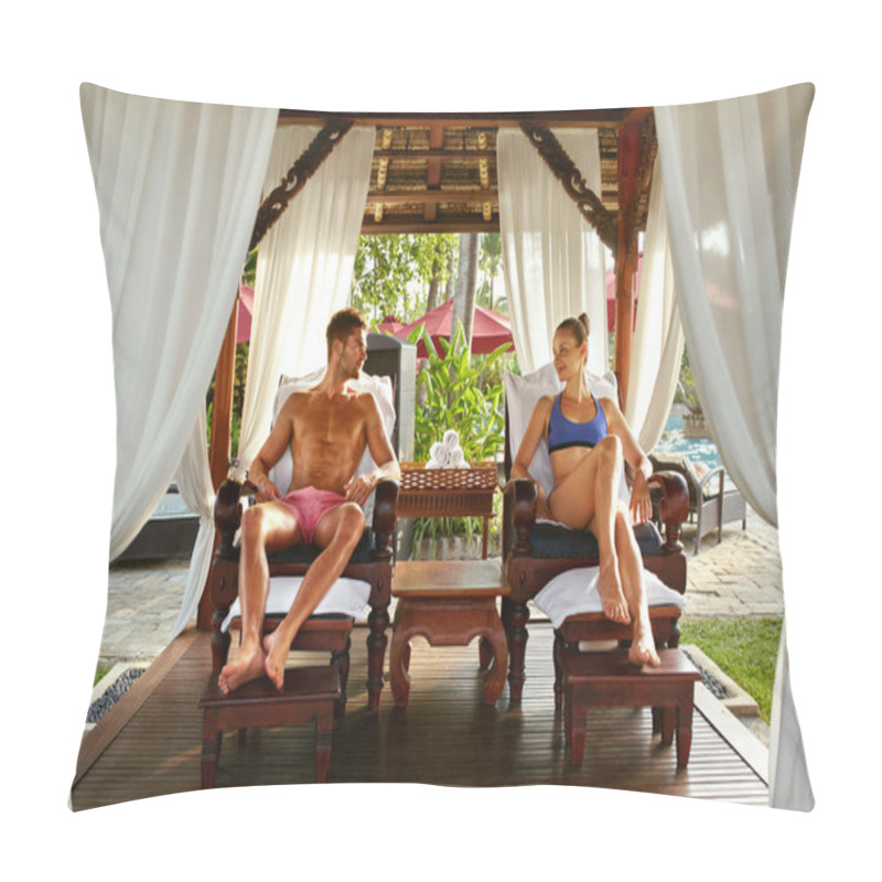 Personality  Romantic Couple At Spa Resort Relaxing On Vacation. Relationship Pillow Covers