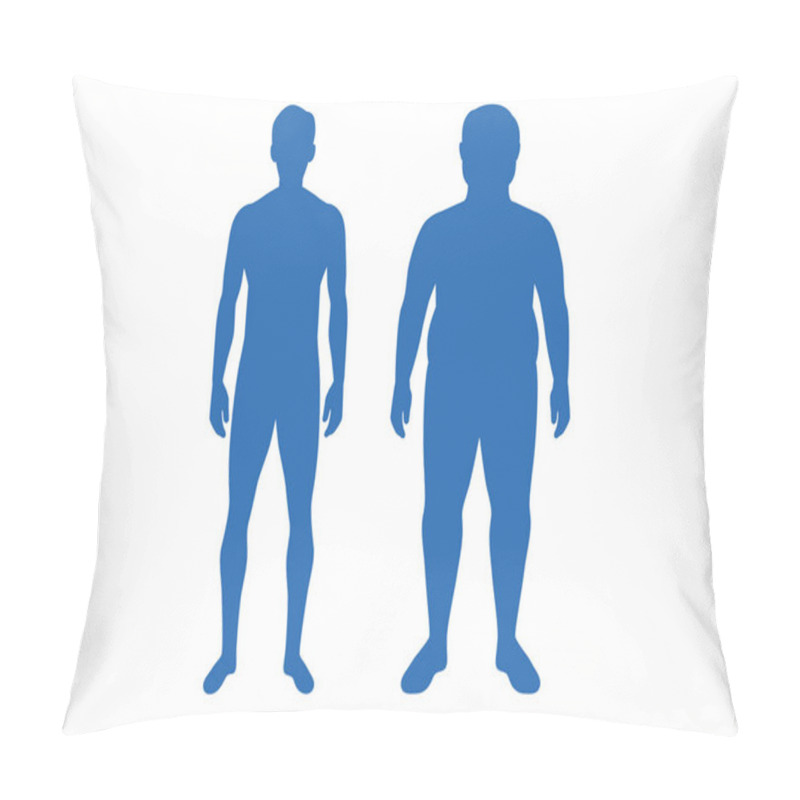 Personality  Silhouette Of Difference Body Between Shapely Man And Fat. Illustration About Anatomy Compare. Pillow Covers