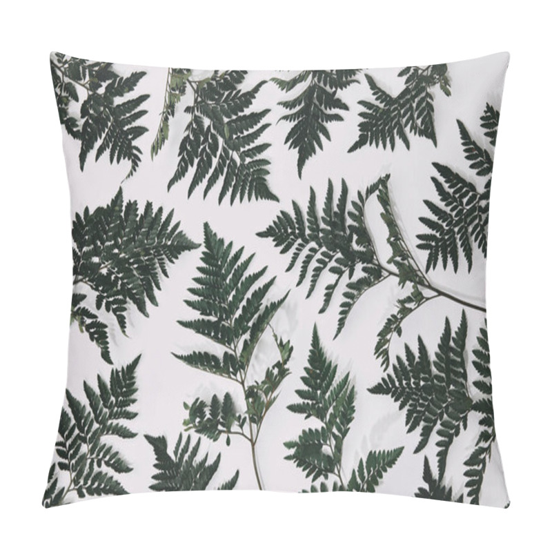 Personality  Top View Of Fern Leaves Lying On White Surface Pillow Covers