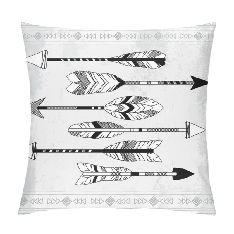 Personality  Vector Collection Of Stylized Tribal Feather Arrows Pillow Covers