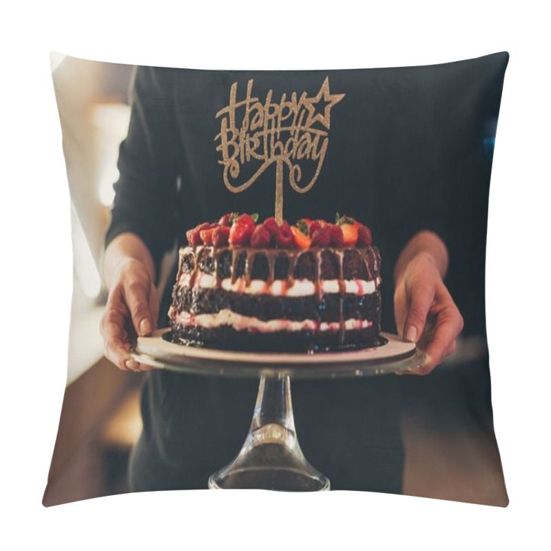 Personality  Woman Holding Cake Stand Pillow Covers