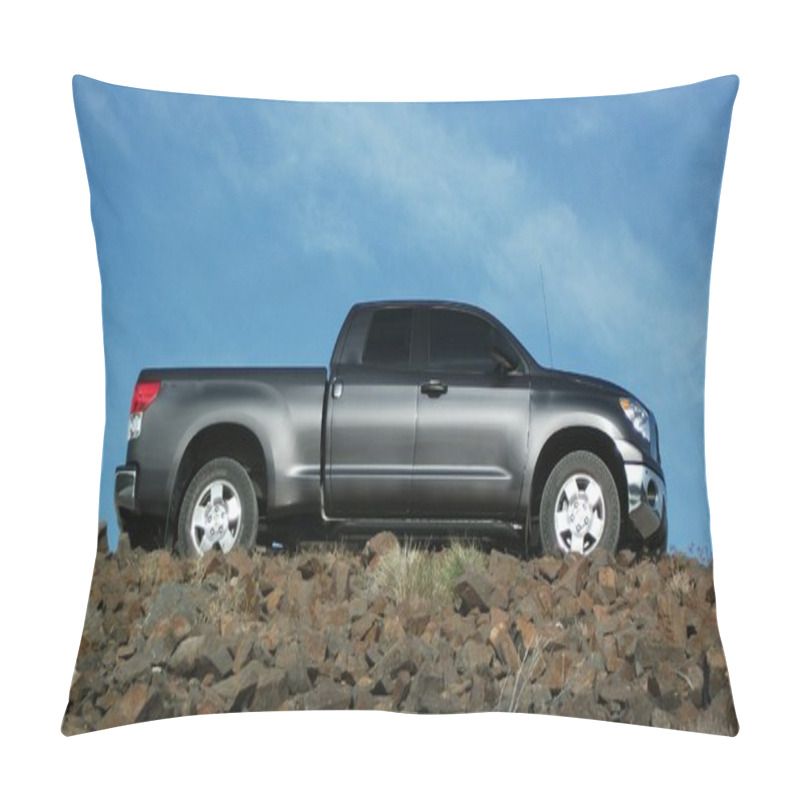 Personality  Gray Pickup Truck On A Rock Road. Pillow Covers