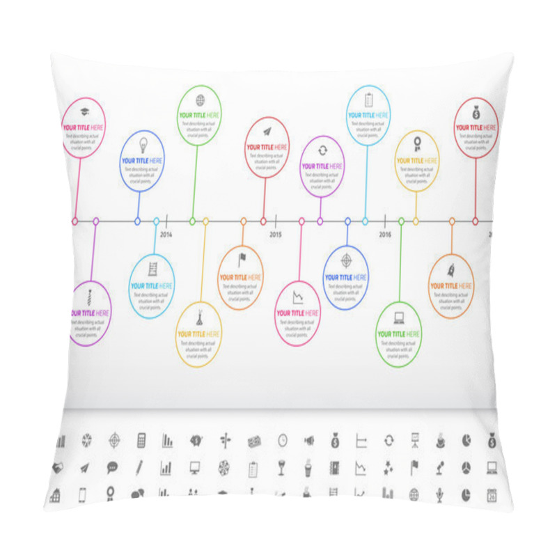 Personality  Modern Rainbow Timeline With Circle Milestones And Set Of Icons Pillow Covers