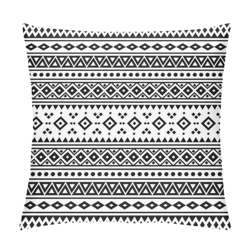 Personality  Ethnic Geometric Native American Pattern Design. Tribal Seamless Stripe Pattern In Aztec Style. Black And White. Design For Textile, Fabric, Clothing, Curtain, Rug, Ornament, Wallpaper, Wrapping. Pillow Covers