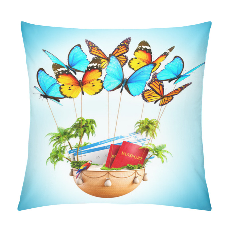 Personality  Flying Butterflies Carrying A Basket With Tropical Island Pillow Covers