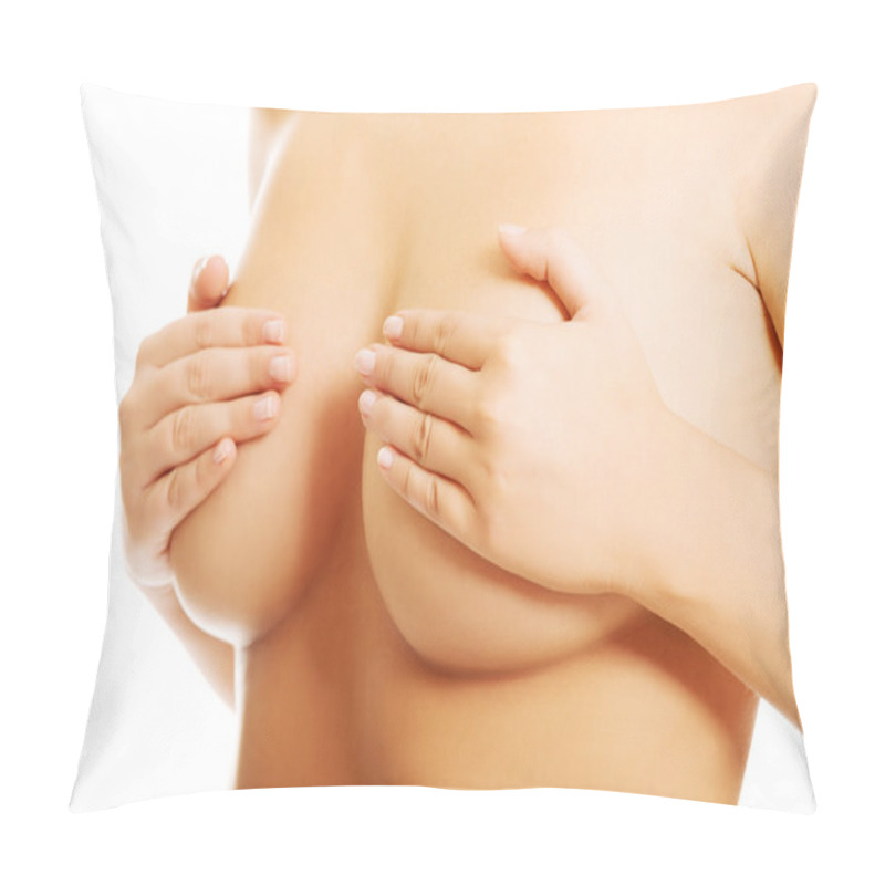 Personality  Woman Examining Her Breast Pillow Covers