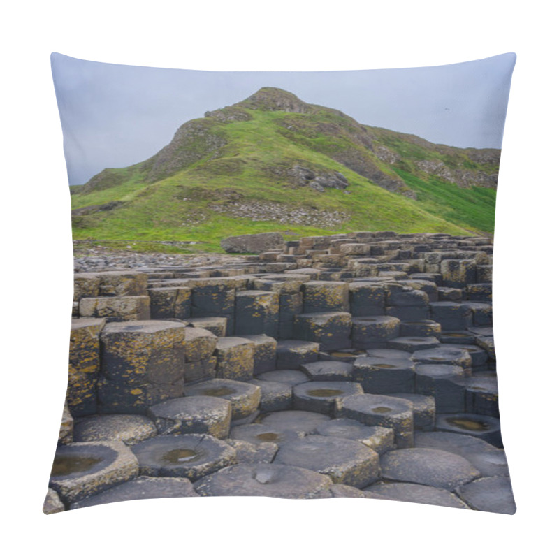 Personality  A Vertical View Of The Many Volcanic Basalt Columns Of The Giant's Causeway In Northern Ireland Pillow Covers