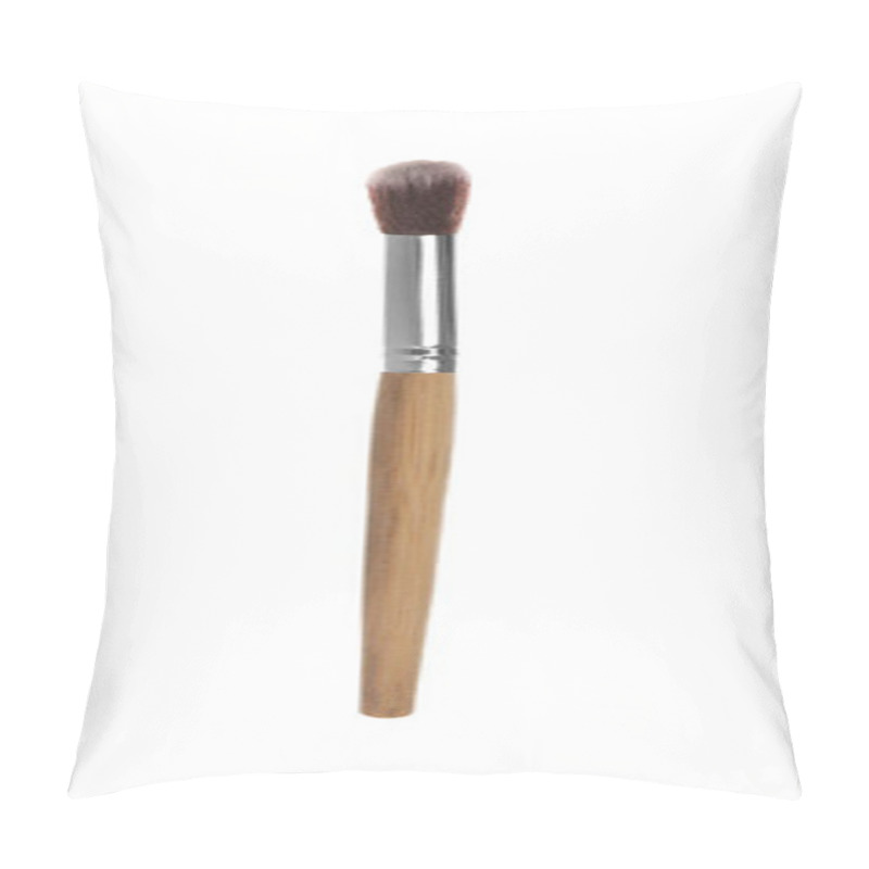 Personality  Makeup Brush With Wooden Handle Isolated On White Pillow Covers