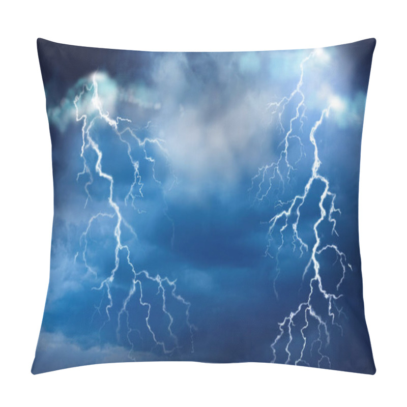 Personality  Lightnings In Dark Cloudy Sky During Thunderstorm Pillow Covers