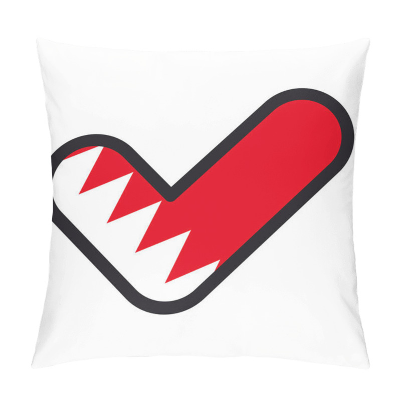 Personality  Flag Of Bahrain In The Shape Of Check Mark, Vector Sign Approval, Symbol Of Elections, Voting. Pillow Covers