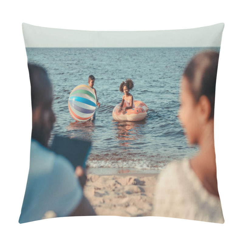 Personality  Kids Playing In Sea Pillow Covers