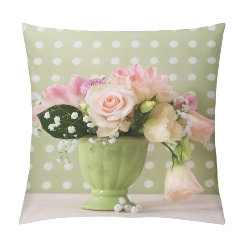 Personality  Bouquet Of White And Pink Roses Pillow Covers