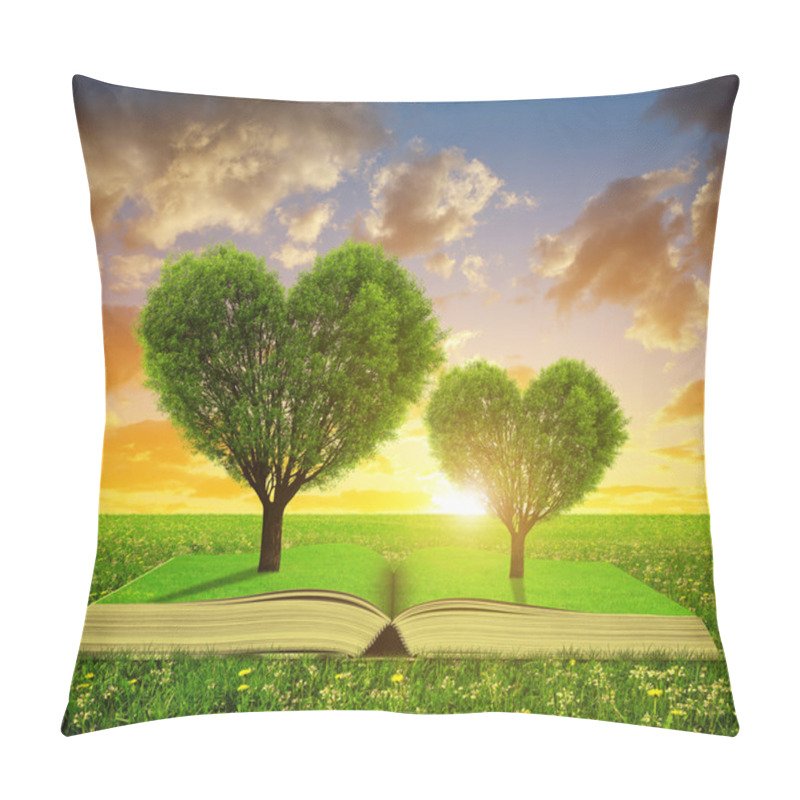 Personality  Book With A Trees In The Shape Of Heart  Pillow Covers