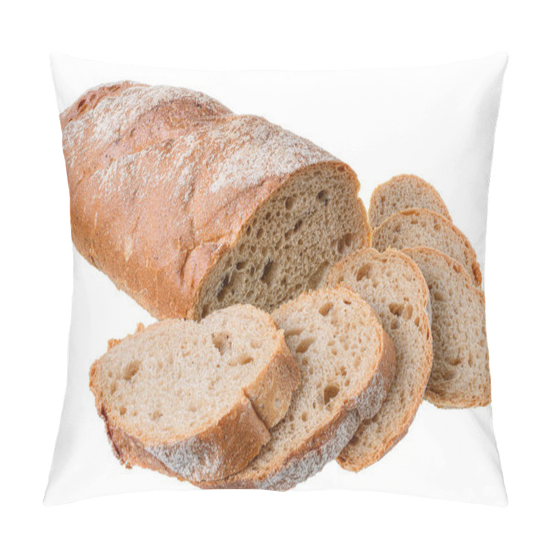 Personality  Cut Brown Grain Rye Bread Isolated On A White Background. Pillow Covers