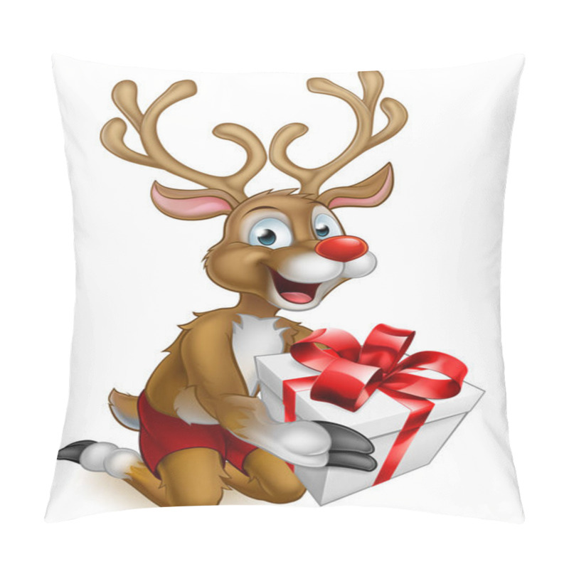 Personality  Santas Christmas Reindeer Holding A Gift Pillow Covers