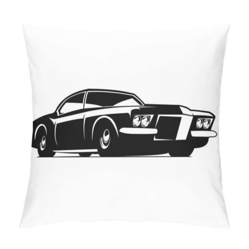 Personality  Buick Riviera Gran Sport 1972 Isolated On White Background. Best For Logos, Badges, Emblems, Icons, Available In Eps 10. Pillow Covers