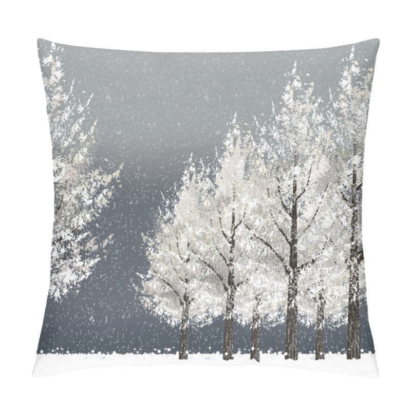 Personality  Winter Night Background With Snowy Trees Pillow Covers