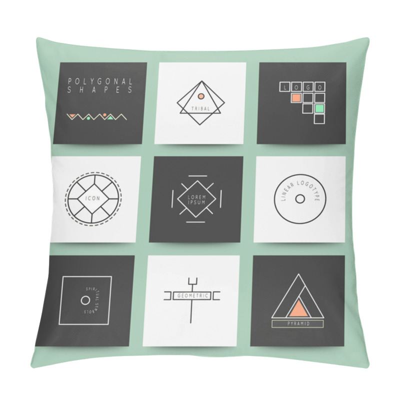 Personality  Set Of Minimal Geometric Monochrome Shapes Pillow Covers