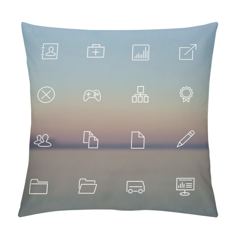 Personality  Collection Of Simple Line Modern Icons For Mobile Interface On Blurred Background Pillow Covers