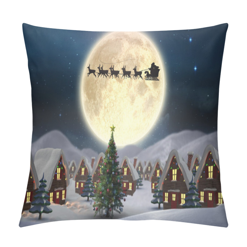 Personality  Silhouette Of Santa And Reindeer Pillow Covers