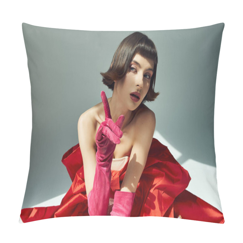 Personality  A Stylish Woman Models A Vibrant Outfit, Showcasing Confidence And Creativity. Pillow Covers