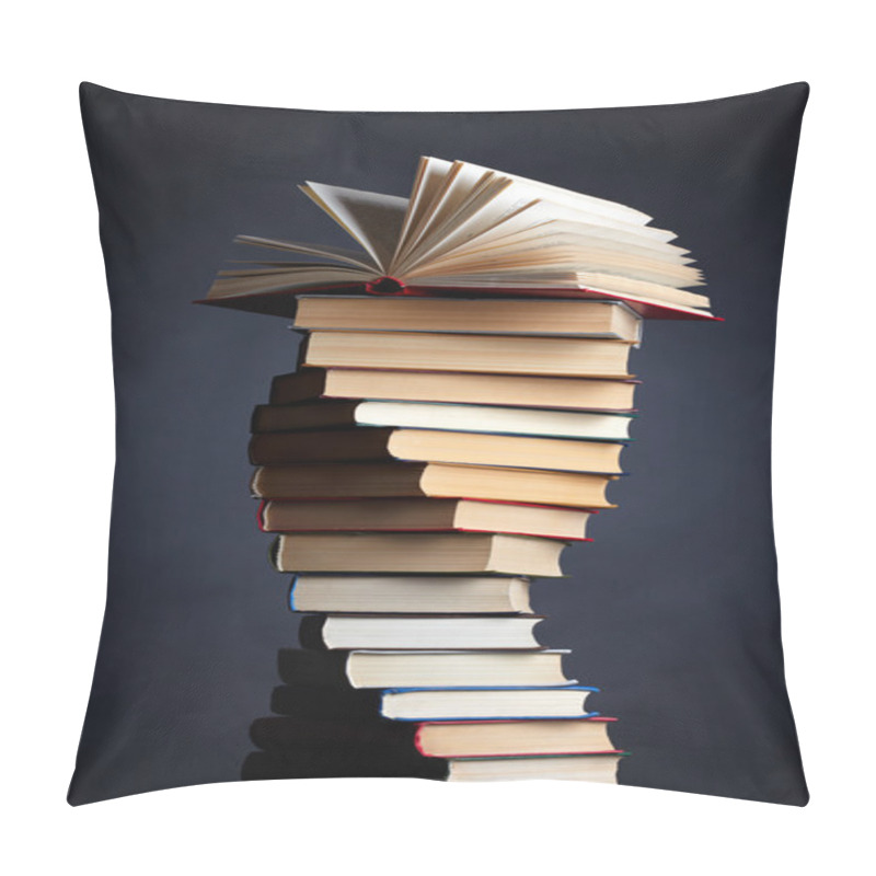 Personality  Pile Of Books On A Black Background Pillow Covers