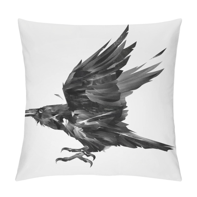 Personality  Painted Isolated Flying Bird Raven On The Side Pillow Covers