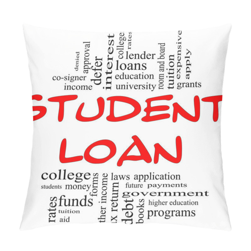 Personality  Student Loan Word Cloud Concept In Red & Black Pillow Covers