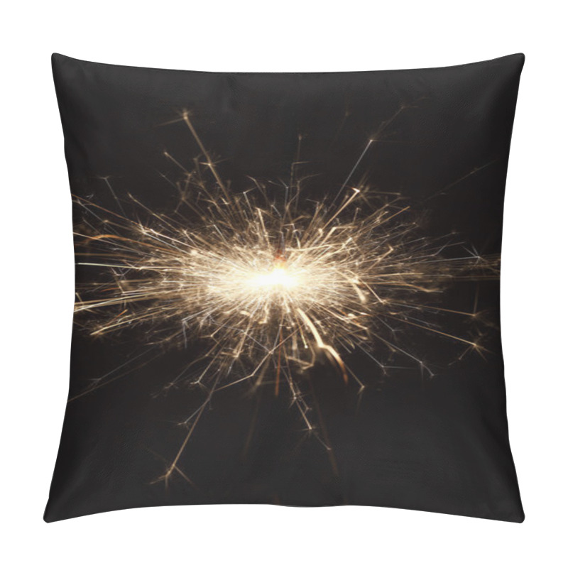 Personality  Burning Sparkler On Black Background Pillow Covers