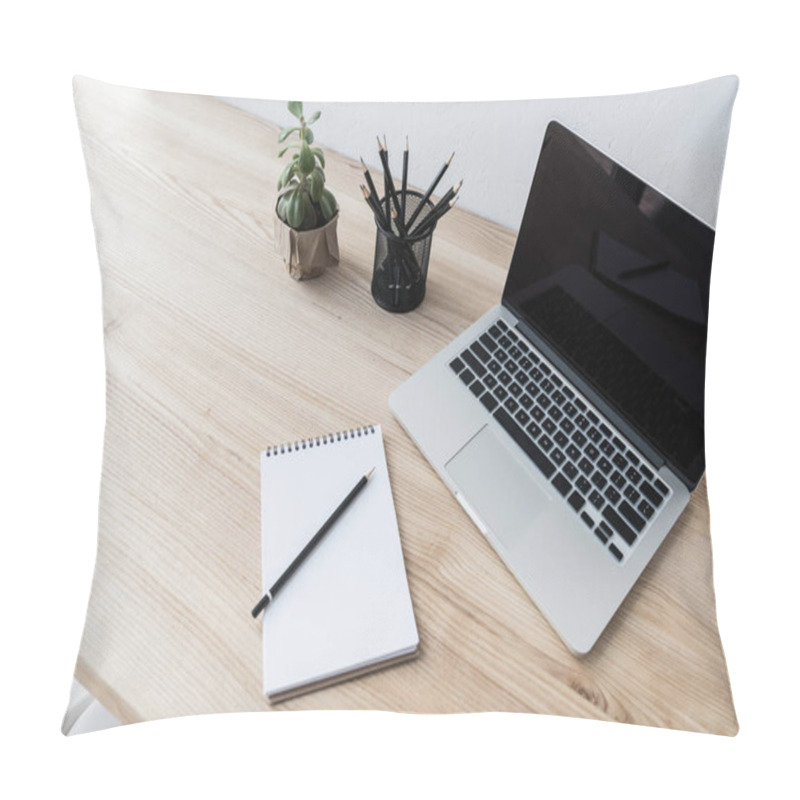 Personality  Workplace With Laptop Computer Pillow Covers