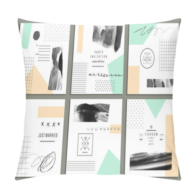 Personality  Collection Of Trendy Cards With Geometric Shapes, Hand Made Textures Pillow Covers