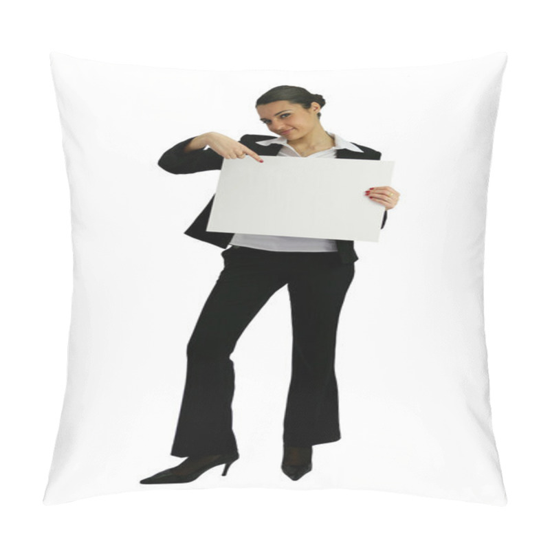 Personality  Businesswoman Holding An Ad Board Pillow Covers