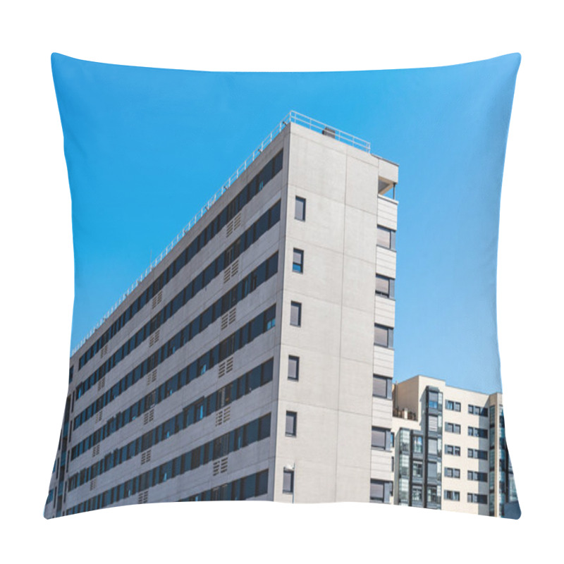 Personality  Modern Residential Building Against Blue Sky In Madrid Pillow Covers