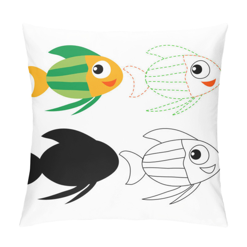 Personality  Fish Worksheet Vector Design, Fish Artwork Vector Design Pillow Covers