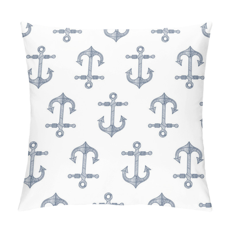 Personality  Seamless Pattern With  Hand-drawn Anchors Pillow Covers