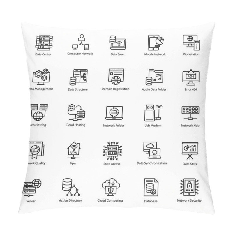 Personality  Pack Of Computer And Networks Line Vector Icons Pillow Covers