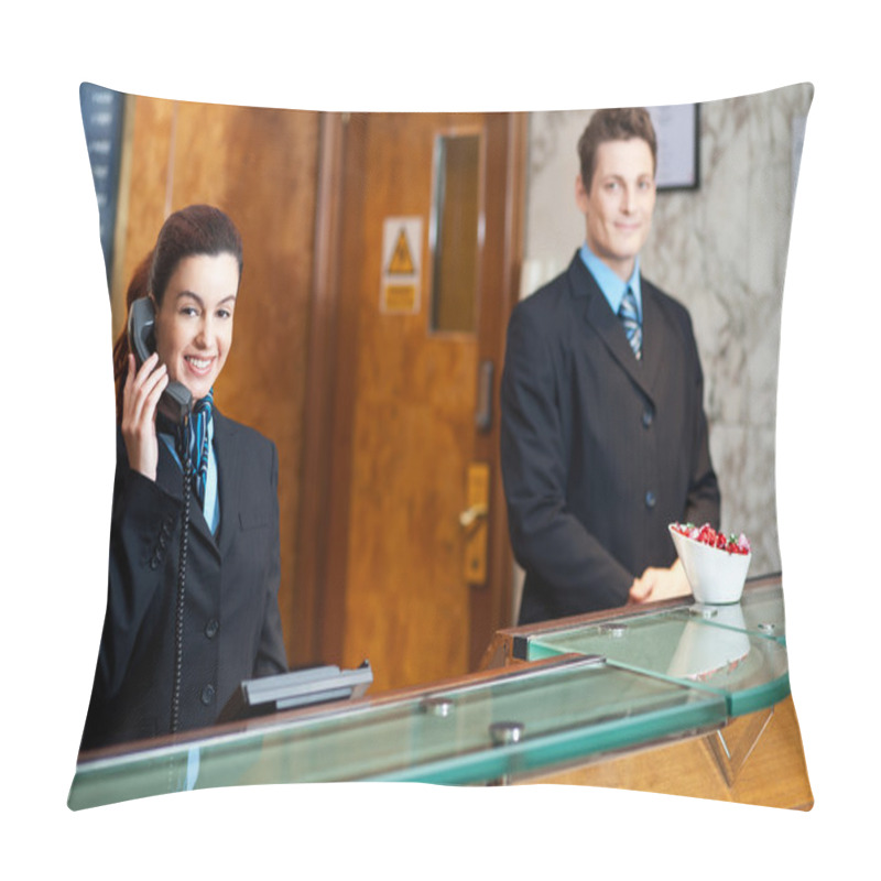 Personality  Profile Shot Of Attractive Executives At The Reception Pillow Covers