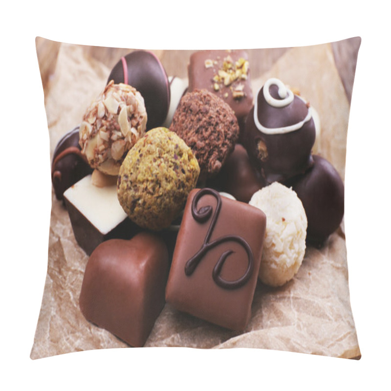 Personality  Chocolates Assorted On Crumble Paper Pillow Covers