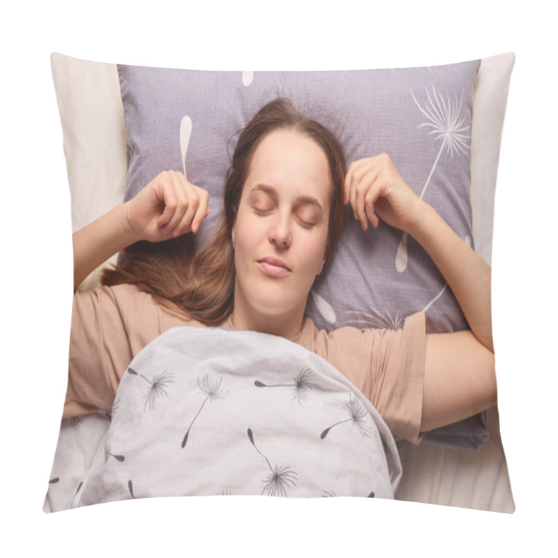 Personality  A Young Woman Lies Comfortably In Bed Under A Soft Blanket With Patterned Pillows, Enjoying A Peaceful Sleep As Morning Light Gently Illuminates The Room. Pillow Covers