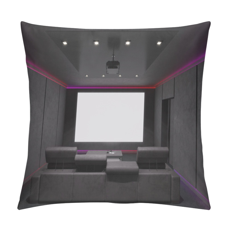 Personality  Home Theater Interior. 3d Illustration. Pillow Covers