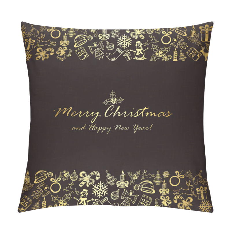 Personality  Christmas Elements On Black Background Pillow Covers